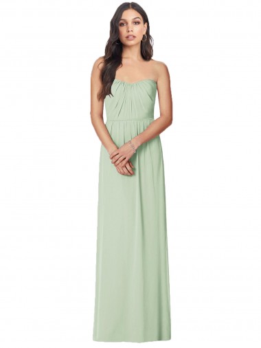 Fábrica de Chiffon Sem alças Comprimento Chão Sem Mangas Trombeta Longo Vestidos de Madrinha
