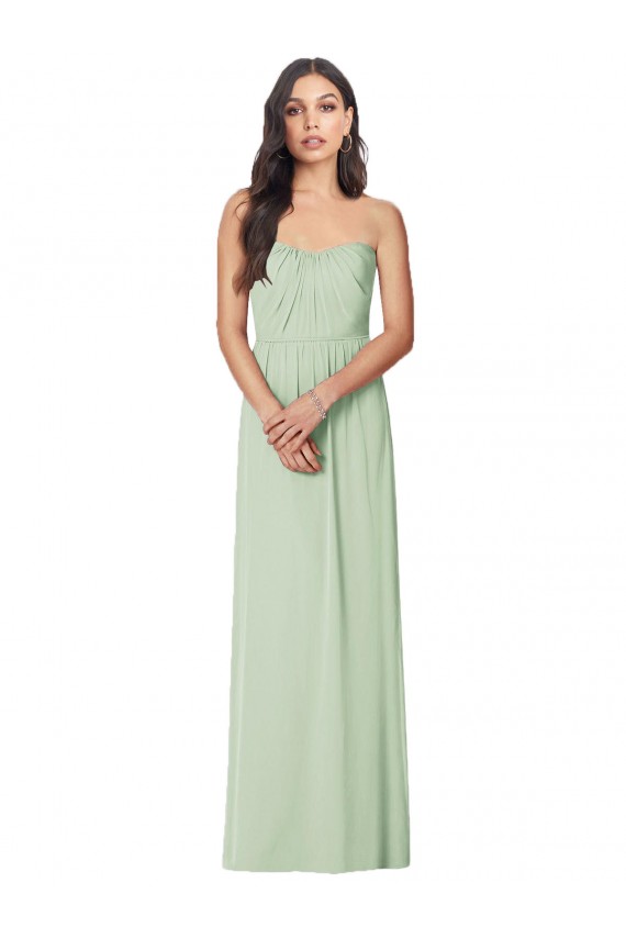 Fábrica de Chiffon Sem alças Comprimento Chão Sem Mangas Trombeta Longo Vestidos de Madrinha