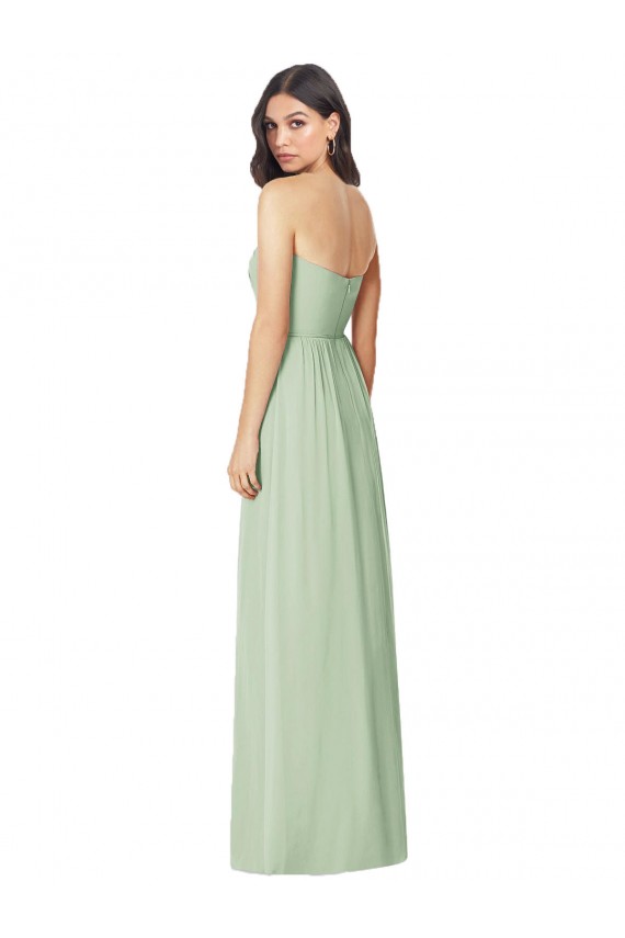 Fábrica de Chiffon Sem alças Comprimento Chão Sem Mangas Trombeta Longo Vestidos de Madrinha