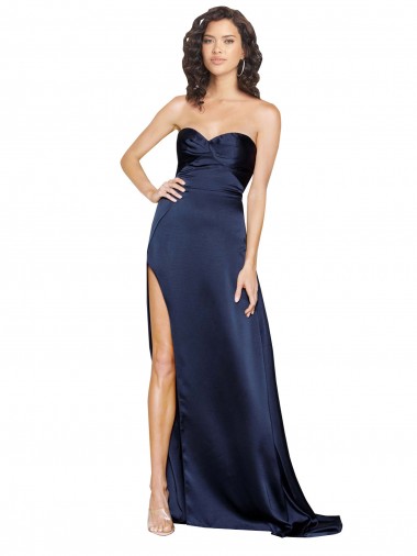 Fábrica de Lombar Cetim Sedoso Amor Comprimento Chão Sem Mangas Vestidos de Madrinha / Vestidos de Noite / Vestidos de Festa