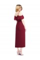 Fábrica de Chiffon Alças finas Comprimento Cocktail Ombro Frio Vestidos de Madrinha