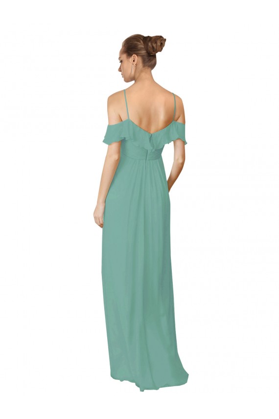Fábrica de Chiffon Fora do Ombro Comprimento Chão Mangas Esvoaçantes Longo Vestidos de Madrinha