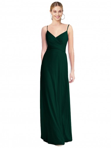 Fábrica de Lombar Chiffon Alças finas Comprimento Chão Sem Mangas Sempre Verde Vestidos de Madrinha