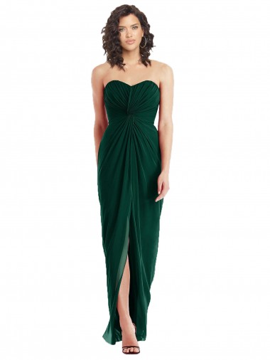 Fábrica de Lombar Chiffon Amor Comprimento Chão Sem Mangas Sempre Verde Vestidos de Madrinha