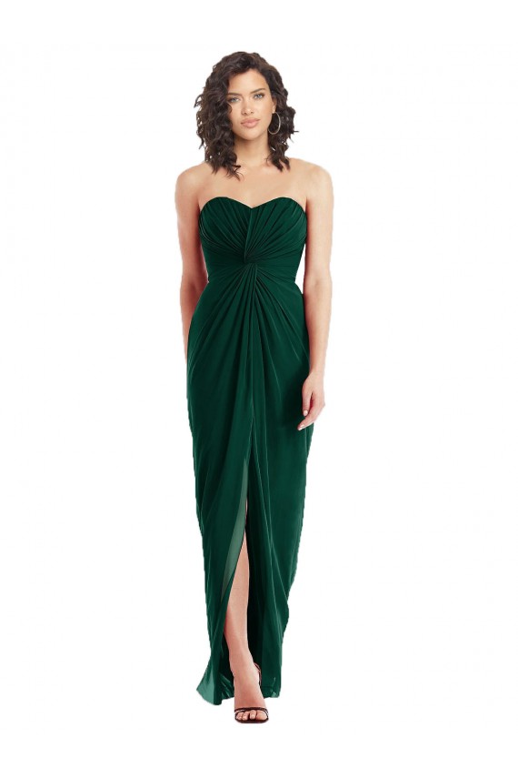 Fábrica de Lombar Chiffon Amor Comprimento Chão Sem Mangas Sempre Verde Vestidos de Madrinha