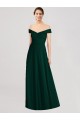 Fábrica de Chiffon Fora do Ombro Comprimento Chão Sem Mangas Sempre Verde Vestidos de Madrinha