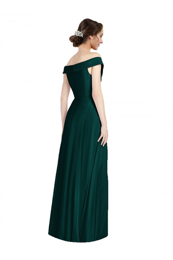 Fábrica de Chiffon Fora do Ombro Comprimento Chão Sem Mangas Sempre Verde Vestidos de Madrinha