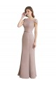 Fábrica de Chiffon & Renda Colher Comprimento Chão Mangas Curtas Vestidos de Madrinha