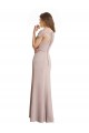 Fábrica de Chiffon & Renda Colher Comprimento Chão Mangas Curtas Vestidos de Madrinha