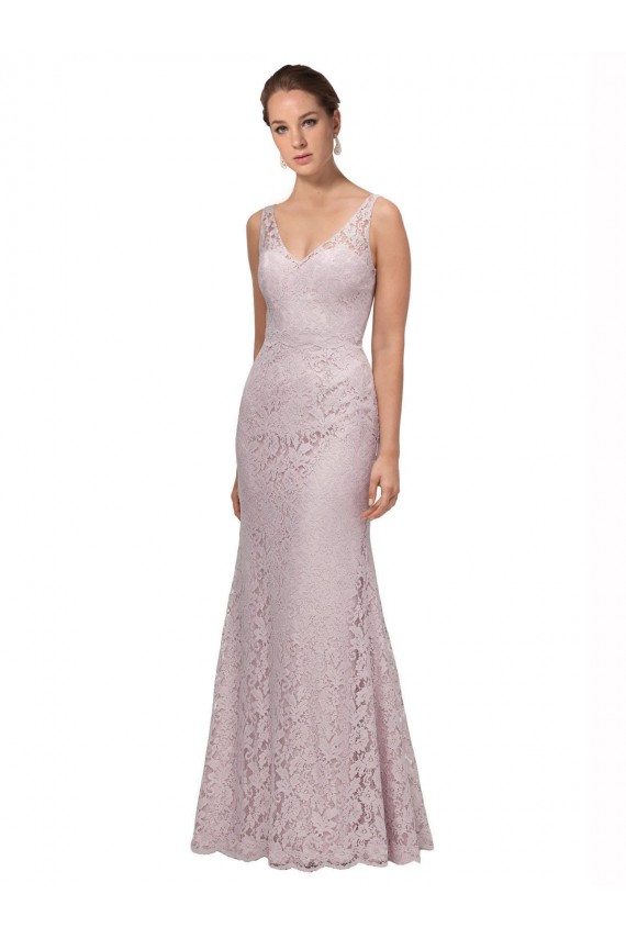 Fábrica de Costas em V Renda Decote V Comprimento Chão Sem Mangas Vestidos de Madrinha / Vestidos de Festa