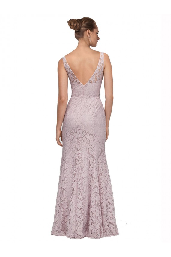 Fábrica de Costas em V Renda Decote V Comprimento Chão Sem Mangas Vestidos de Madrinha / Vestidos de Festa