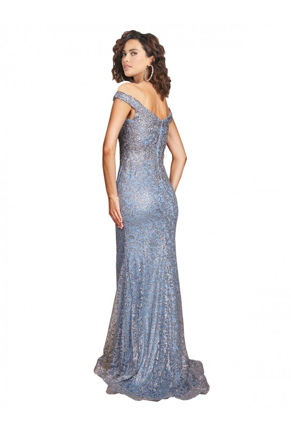 Fábrica de Lantejoulas Fora do Ombro Comprimento Chão Sem Mangas Longo Vestidos de Madrinha / Vestidos de Noite / Vestidos de Festa