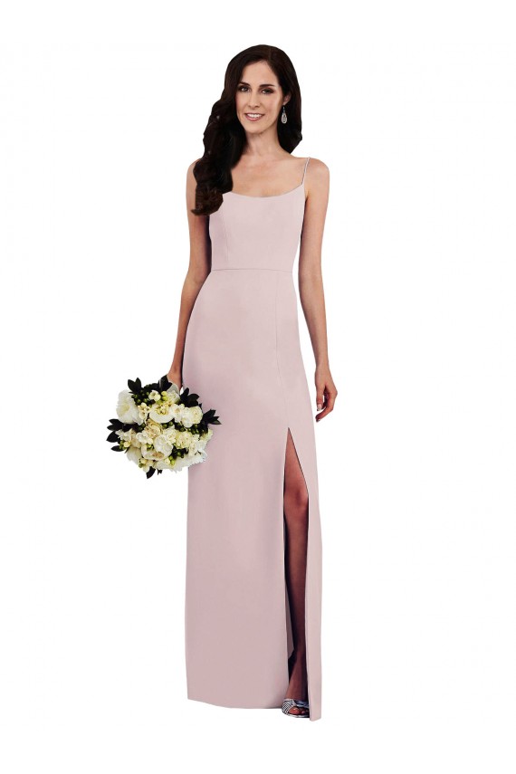 Fábrica de Costas em V Crepe Esticado Alças finas Comprimento Chão Sem Mangas Longo Vestidos de Madrinha / Vestidos de Noite / Vestidos de Festa