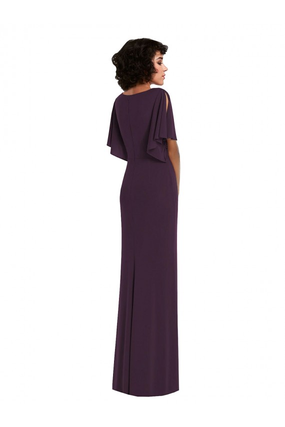 Fábrica de Spandex Decote V Comprimento Chão Mangas Esvoaçantes, Mangas Divididas Vestidos de Madrinha / Vestidos de Noite / Vestidos de Festa