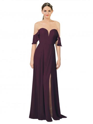 Fábrica de Chiffon Amor Comprimento Chão Ombro Frio Vestidos de Madrinha