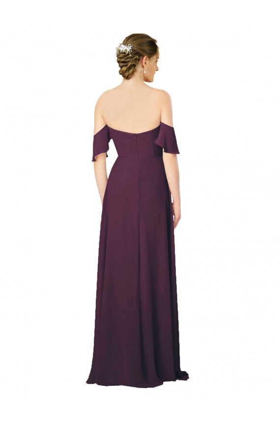Fábrica de Chiffon Amor Comprimento Chão Ombro Frio Vestidos de Madrinha
