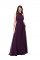 Fábrica de Buraco da fechadura Chiffon Cabeçada Comprimento Chão Sem Mangas Vestidos de Festa / Vestidos de Madrinha