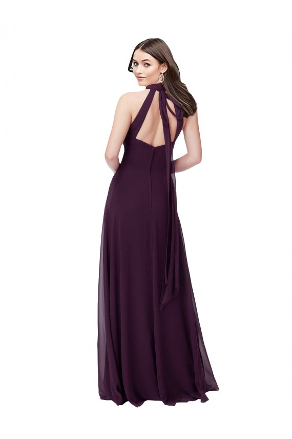 Fábrica de Buraco da fechadura Chiffon Cabeçada Comprimento Chão Sem Mangas Vestidos de Festa / Vestidos de Madrinha