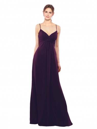 Fábrica de Criss Cruz Chiffon Alças finas Comprimento Chão Sem Mangas Longo Vestidos de Madrinha