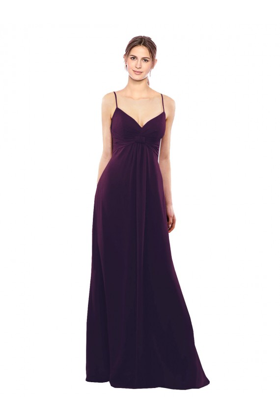 Fábrica de Criss Cruz Chiffon Alças finas Comprimento Chão Sem Mangas Longo Vestidos de Madrinha