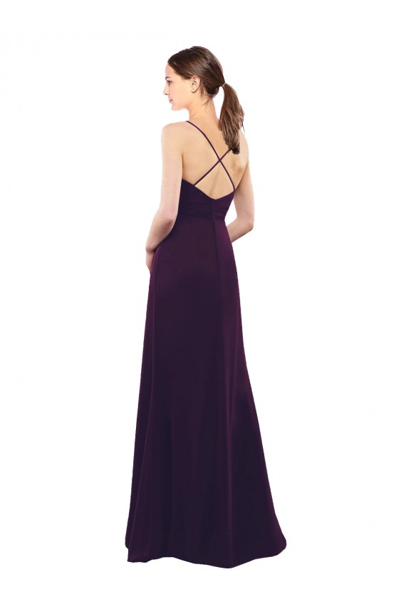 Fábrica de Criss Cruz Chiffon Alças finas Comprimento Chão Sem Mangas Longo Vestidos de Madrinha