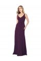 Fábrica de Chiffon Decote V Comprimento Chão Sem Mangas Vestido de Madrinha / Vestido Formais
