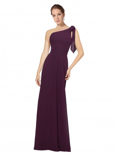 Fábrica de Chiffon Um Ombro Comprimento Chão Sem Mangas Vestidos Formais / Vestidos de Madrinha