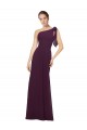 Fábrica de Chiffon Um Ombro Comprimento Chão Sem Mangas Vestidos Formais / Vestidos de Madrinha