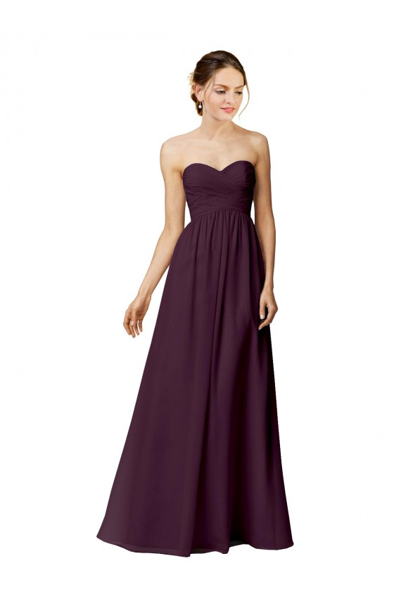 Fábrica de Chiffon Amor Comprimento Chão Sem Mangas Uva Vestidos de Madrinha