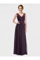 Fábrica de Costas em V Chiffon & Renda Decote V Comprimento Chão Sem Mangas Vestidos de Madrinha