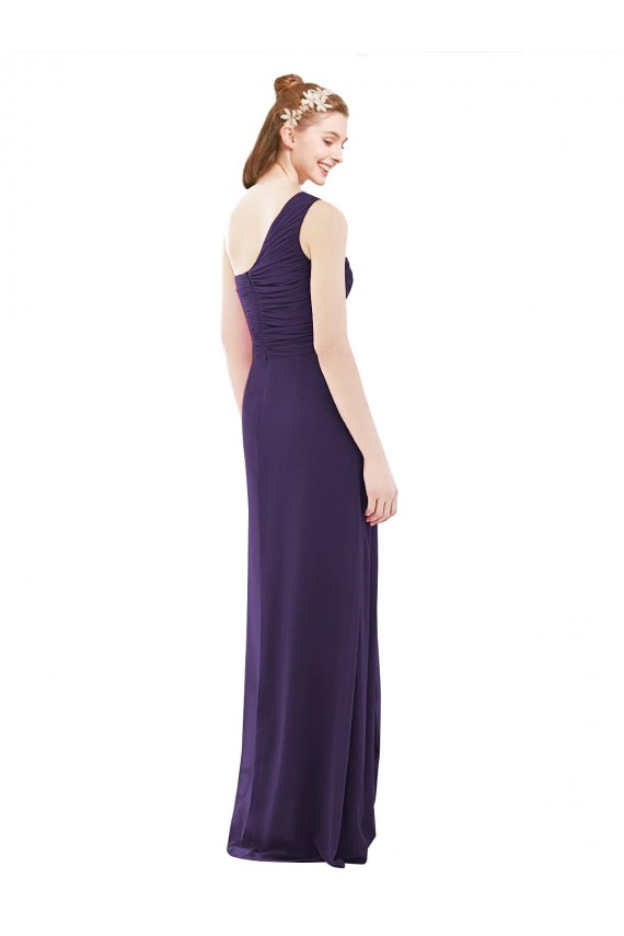 Fábrica de Chiffon Um Ombro Comprimento Chão Sem Mangas Longo Vestidos de Festa