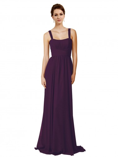 Fábrica de Chiffon Alças finas Comboio Varredela Sem Mangas Vestidos de Madrinha