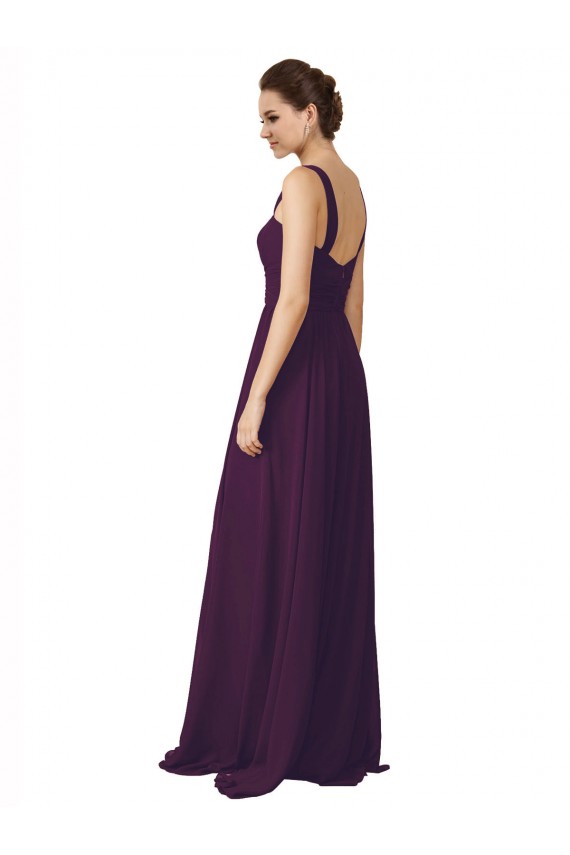 Fábrica de Chiffon Alças finas Comboio Varredela Sem Mangas Vestidos de Madrinha
