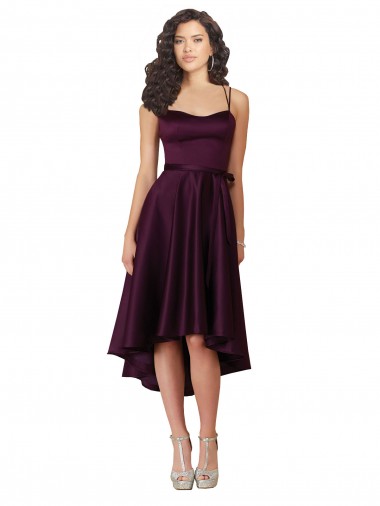Fábrica de Criss Cruz Cetim Amor Alto Baixo Sem Mangas Vestidos de Madrinha / Vestidos de Festa