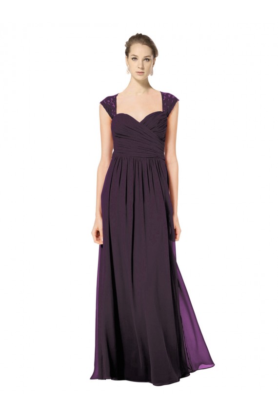 Fábrica de Buraco da fechadura Chiffon & Renda Amor Comprimento Chão Sem Mangas Vestidos de Madrinha