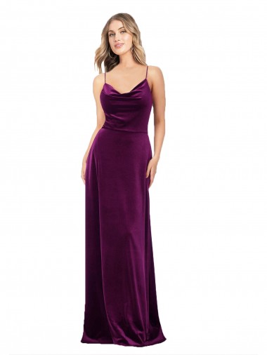 Fábrica de Criss Cruz Veludo Elástico Colher Comprimento Chão Sem Mangas Vestidos de Madrinha / Vestidos de Noite / Vestidos de Festa