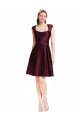 Fábrica de Abrir de volta Cetim & Renda Decote Quadrado Comprimento Joelho Sem Mangas Vestidos de Madrinha / Vestidos de Cocktail / Vestidos de Homecoming
