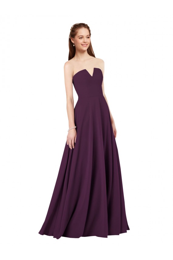 Fábrica de Lombar Chiffon Sem alças Comprimento Chão Sem Mangas Vestidos de Madrinha