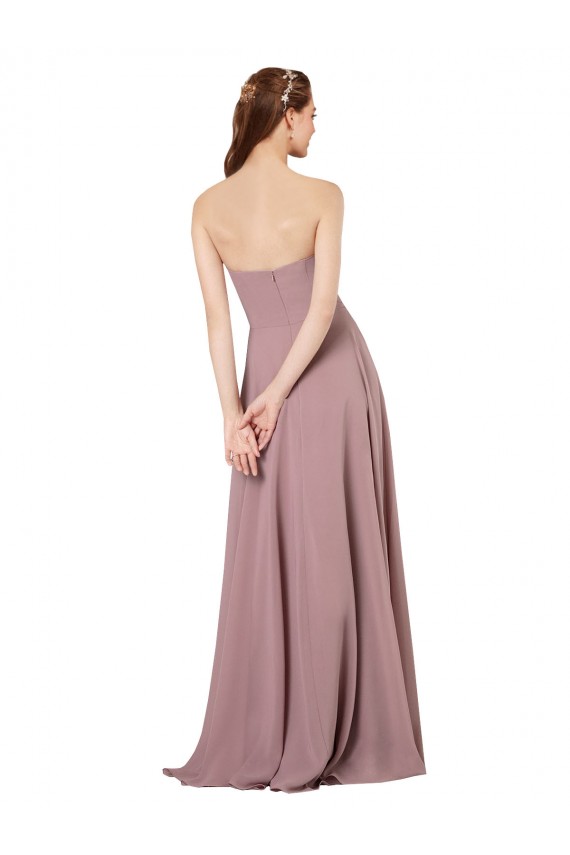 Fábrica de Lombar Chiffon Sem alças Comprimento Chão Sem Mangas Vestidos de Madrinha