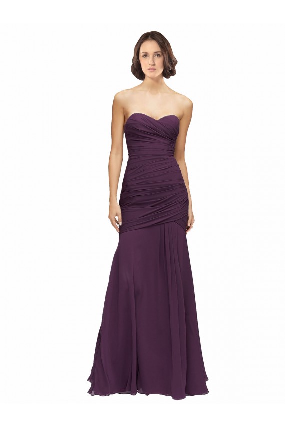 Fábrica de Chiffon Amor Comprimento Chão Sem Mangas Sereia Longo Vestidos de Madrinha
