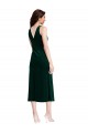 Fábrica de Costas em V Veludo Elástico Decote Capuz Comprimento Midi Sem Mangas Vestidos de Madrinha / Vestidos de Festa / Vestidos de Cocktail / Vestidos de Homecoming