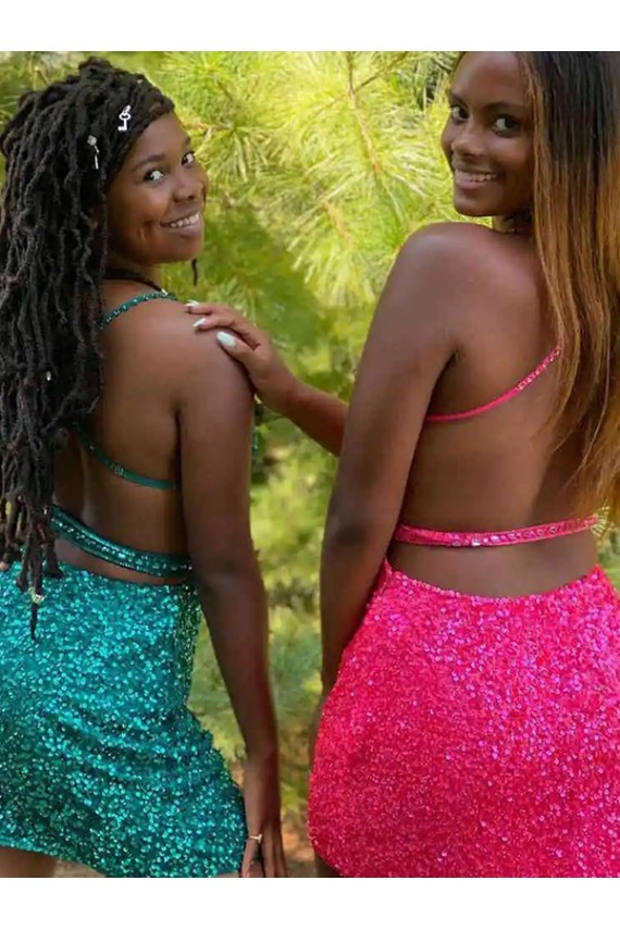 Fábrica de Lantejoulas Veludo Decote V Curto Sem Mangas Bainha Vestidos de Festa