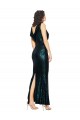 Fábrica de Lantejoulas Decote V Comprimento Chão Sem Mangas Vestidos de Madrinha / Vestidos de Noite / Vestidos de Festa