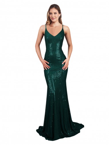 Fábrica de Lombar Lantejoulas Decote V Comprimento Chão Sem Mangas Vestidos de Madrinha / Vestidos de Noite / Vestidos de Festa