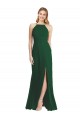 Fábrica de Chiffon Alças finas Comprimento Chão Sem Mangas Verde Escuro Vestidos de Madrinha