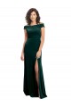 Fábrica de Veludo Elástico Decote Quadrado Comprimento Chão Mangas Curtas Vestidos de Madrinha / Vestidos de Noite / Vestidos de Festa