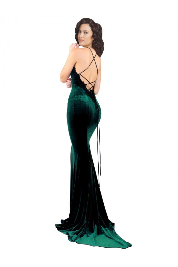 Fábrica de Criss Cruz Veludo Elástico Decote Alto Comboio Varredela Sem Mangas Vestidos de Madrinha / Vestidos de Noite / Vestidos de Festa