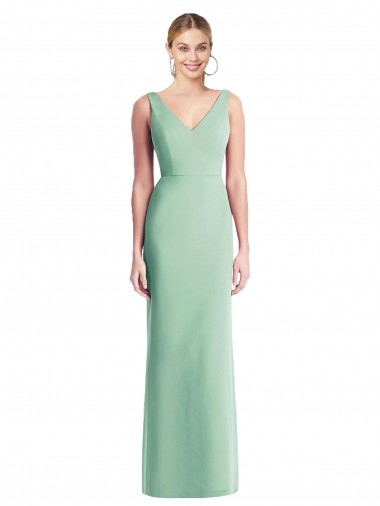 Fábrica de Amarrar para trás Chiffon Decote V Comprimento Chão Sem Mangas Longo Vestidos de Madrinha