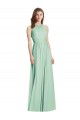 Fábrica de Abrir de volta Chiffon Cabeçada Comprimento Chão Sem Mangas Verde Menta Vestidos de Madrinha