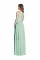 Fábrica de Abrir de volta Chiffon Cabeçada Comprimento Chão Sem Mangas Verde Menta Vestidos de Madrinha